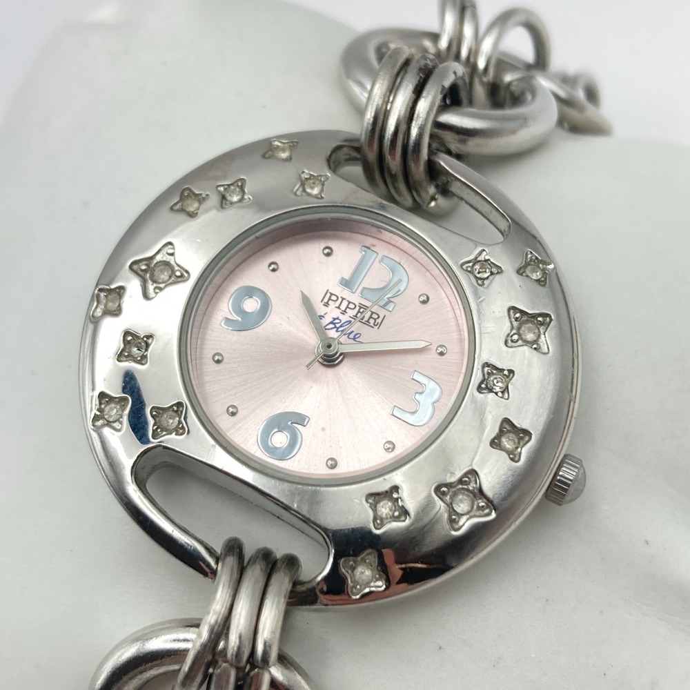 Piper & Blue Women Watch 34mm Silver Tone Stars WR Multi Chain Bling New Battery